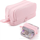 Oxford cloth four-open pencil case [pink]