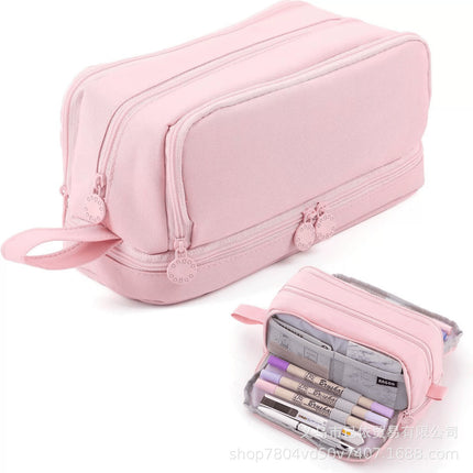 Oxford Cloth Pencil Case with Large Capacity and Multi-Layer Design, Stationery Box for Primary and Secondary School Students, High Aesthetic Value, Simple and Waterproof, Direct from the Source Factory
