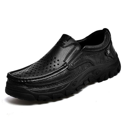 Tooling Shoes Men's 2025 New Summer Breathable Hollow-out Leather Shoes Men's Genuine Leather Outdoor Sports Mountaineering Low-top Casual Shoes