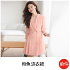 One-piece long sleeve pink dress / S