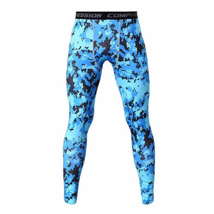 Sports Fitness trousers men's tight quick-drying leggings spring and autumn sports training basketball compression pants new printed pants