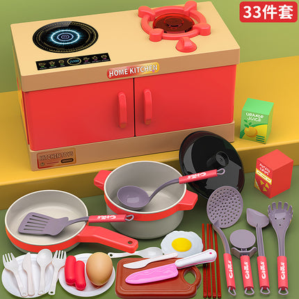 Children's Play House Small Kitchen Toy Set for Cutting Vegetables, Cooking and Cooking, Baby Cutting Fruits, Boys and Girls Kitchen Utensils and Stoves