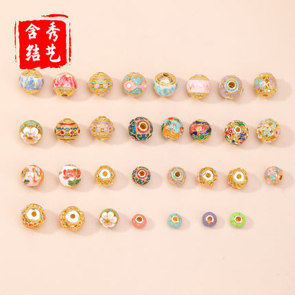 Cloisonné Oil-Dropping Cut Out Auspicious Cloud Lotus Bead Accessories Oil-Dropping Copper DIY Handmade Bracelet Necklace Jewelry Accessories