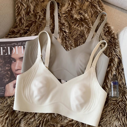 Non-marking Naked Ultra-thin Underwear for Women Rabbit Ears Big Chest Small Bra Anti-sagging Breasts Breathable Bra