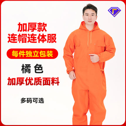 Dust-Proof One-Piece Work Clothes, Labor Protection Suits for Men and Women, Stain-Resistant Protective Coveralls, Crew Reflective Strips, Hooded and Breathable