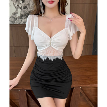 Reality Pats 8982 Night General Store Foot Bath Technician Work Clothes Low-cut Tight Hip dress Female Temperament Technician Skirt