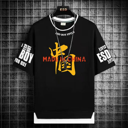 Teenager Short-sleeved T-shirt Men's 2024 New Summer Loose Fashionable All-match Half-sleeved Handsome Junior High School Students Big Boy