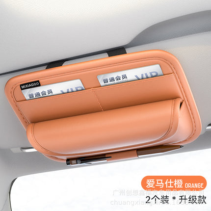 Car Sun Visor Glasses Holder Storage Artifact Multifunctional Card Bag Bill Storage Bag Car Glasses Frame Storage Bag