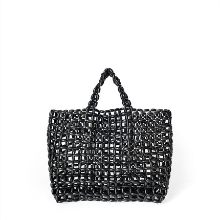 South Korea Ins Niche Design Wooden Bead Bag Handmade Woven Bag Underarm Bag Shoulder Bag Hollow Bag Holiday Beach Bag