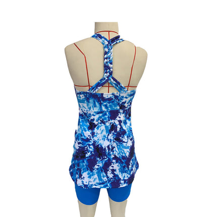 European and American New Split Swimsuit Women's Sentimental Beautiful Back Kid Lace Pattern Printed Swimsuit Foreign Trade Bikini