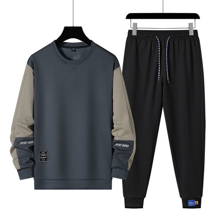 Cross-Border Sports Suit Men's Spring and Autumn Loose Large Size Korean Style Fitness Running Suit Autumn and Winter Thickened and Velvet Two-Piece Set