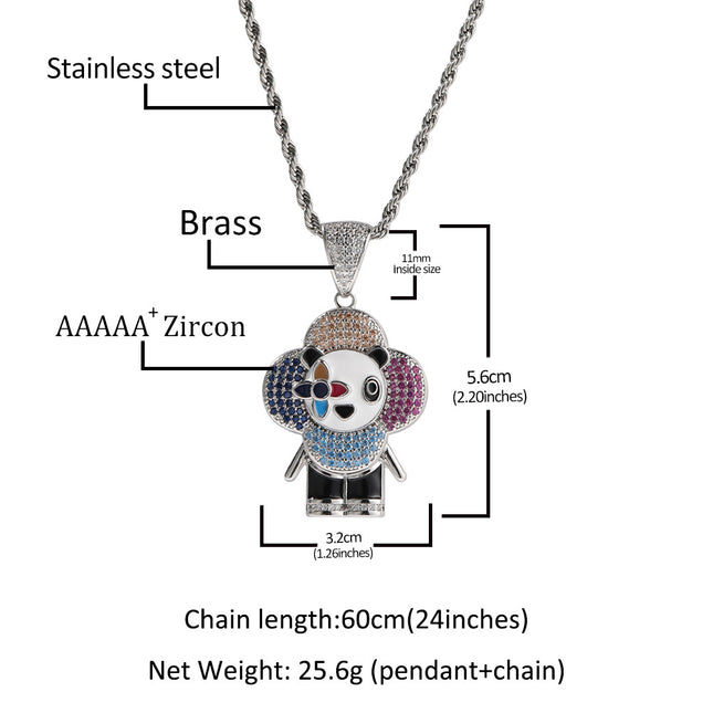 Cross-border European and American Hip-hop Creative New Donkey Flower Pendant Shining Micro-inlaid Zircon Jewelry Men's and Women's Couple Pendant