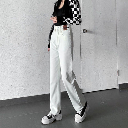 Straight All-match Slim Look Wide Leg Jeans Women's Spring 2025 Leg Long plus size Loose Mop Pants Vintage Blue