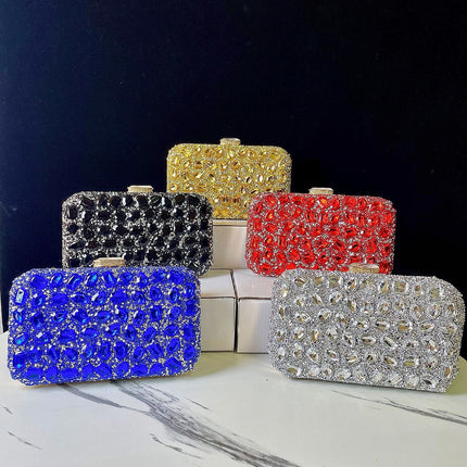 New Cross-border Foreign Trade Shining Bag Diamond-encrusted Clutch Bag Evening Bag Wedding Banquet Bag Small Square Bag Women's Bag