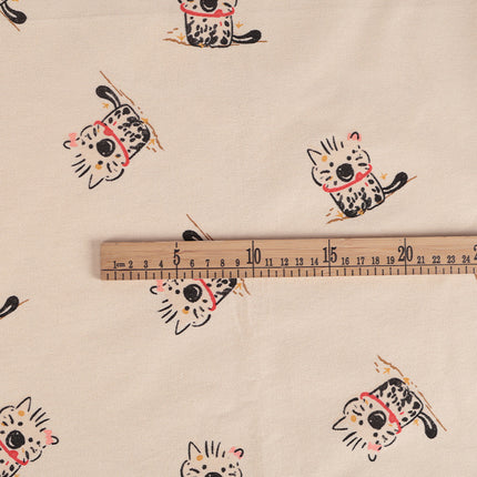 in stock Cotton Sanding Printed Fabric Proud Cat Floral Cloth Cartoon Children's Wear Shirt Fabric