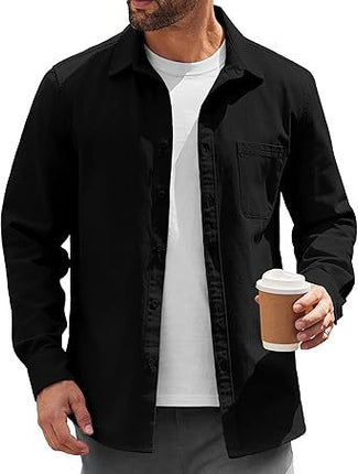 2024 Amazon Hot Sale Men's Light Button-Up Shirt Jacket Casual Jacket Inch Shirt Cotton Jacket
