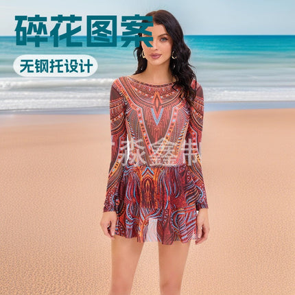 2025 European and American Cross-Border One-Piece Bikini Swimsuit Russian Sun Protection Mesh Swimsuit for Women