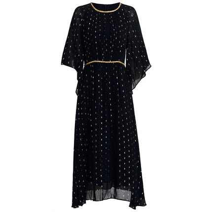 Zhili Green Mature Feminine Style Waist-Cinching Dress with Beading and Flared Sleeves, New for Spring 2026