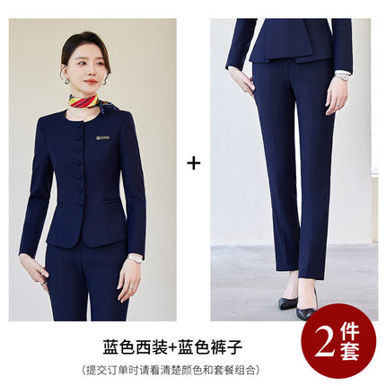 High-end professional suit suit women's spring and autumn new temperament sales department jewelry store hotel front desk reception work clothes