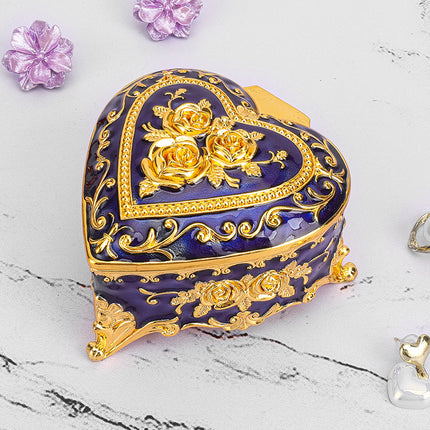 European Style Retro Light Luxury Princess Jewelry Box Metal Jewelry Box Exquisite Enamel Color Necklace Jewelry High-end Storage Box