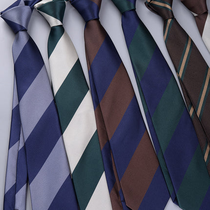 Korean-style British Business Dress Brown Green Suit Shirt Accessories All-match Retro Hand-Style 8cm Striped Tie for Men