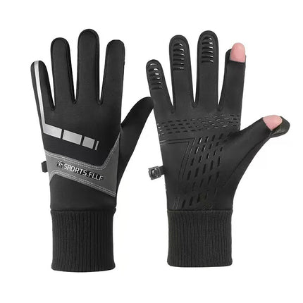 Autumn and Winter Cycling Gloves Warm Gloves Men's Touch Screen Fleece-Lined Waterproof Anti-Slip Sports Motorcycle Mountaineering Ski Gloves