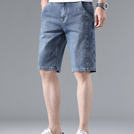 Fashionable and Cool Denim Shorts for Men in Summer New Versatile Straight Casual Trendy Brand Design Five-Quarter Pants for Men