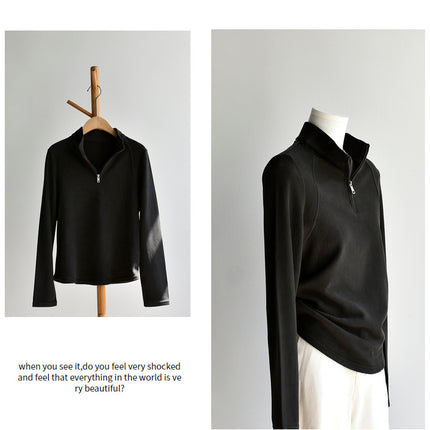 【High Warmth Fleece Sweater】26 Spring/Winter New Women's Faux Wool Thickened Mid-High Collar Brushed Long Sleeve Sweatshirt Fleece Sweater