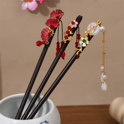 New Year Red Festive Chinese Style Hairpin Palace Style Tassel Walking Hair Hairpin Retro Hanfu Ancient Dress Cheongsam Hair Accessories Women