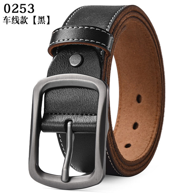 Men's Genuine Leather Pin Buckle Belt, Casual Vintage Style, Suitable for Drop Shipping, Versatile and Casual