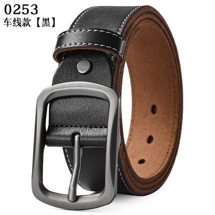 Men's Genuine Leather Pin Buckle Belt, Casual Vintage Style, Suitable for Drop Shipping, Versatile and Casual