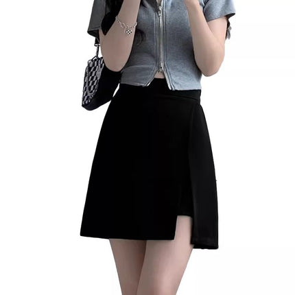 Season plus size Pear-Shaped Skirt Skirt Women's Summer Chiffon Figure Black Suit New A- Shaped Skirt 2024 Split