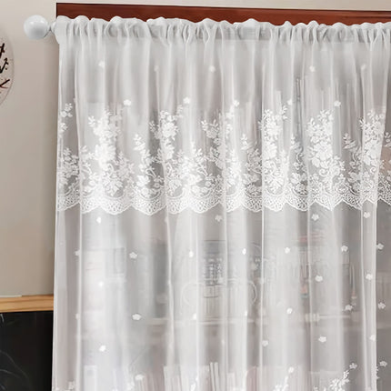 Cross-border double-row lace curtain wearing rod lace short curtain finished curtain bay window kitchen partition curtain window screen TEMU