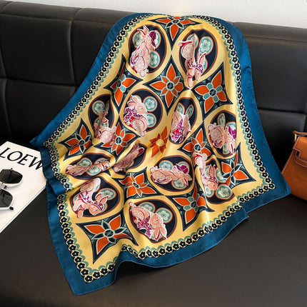 Simulated Silk Printed Silk Scarf for Women, Korean Cashew Leopard Print Headscarf, Four-Season Scarf, Professional Scarf Wholesale