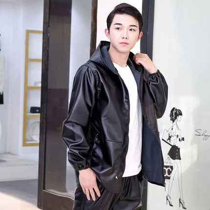 Men's leather pants suit oil-proof waterproof motorcycle motorcycle windproof warm slaughter aquatic labor protection overalls