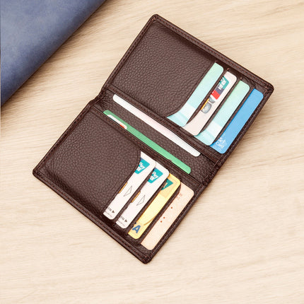 Men's Genuine Leather Card Holder Customized Litchi Pattern Top Layer Cowhide Credit Card Holder Anti-Magnetic RFID Customized 8106