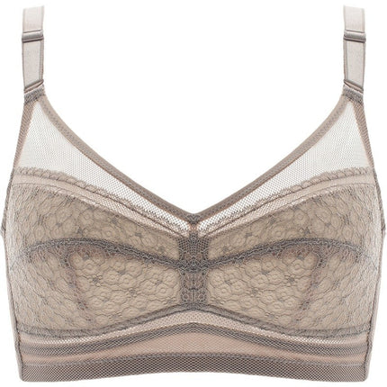 Large Chest Small Bra Ultra-thin Underwear Women's Non-rimmed Thin Lace Push-up chubby girl Full Cup plus size Bra