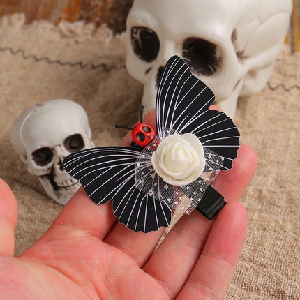 Cross Border Halloween Skull Butterfly Hairpin Festival Funny Headwear Party Cos Dress Up Side Duckbill Clip Decoration