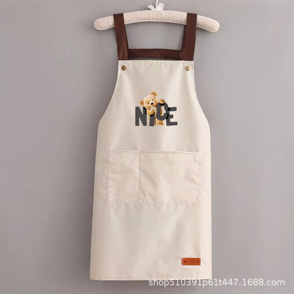 2024 apron waterproof and oil-proof men's and women's kitchen cooking waist bear simple strap pocket restaurant work clothes can be set