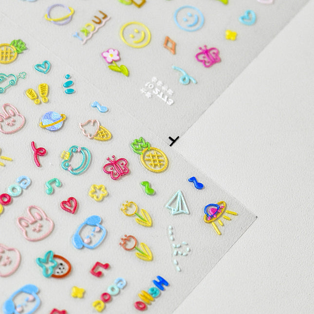 Pink Graffiti Small Drawing Board Nail Art Stickers Tomoni Embossed Popular Japanese Style Nail Stickers Cute Nail Art Accessories
