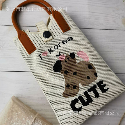 Girl's Heart-Shaped Knitted Crossbody Bag