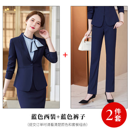 Professional Suit Long Sleeve Dress Women's Autumn Tooling Hotel Manager Dress Jewelry Store Front Desk Reception Work Clothes