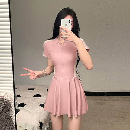 One-Piece Swimsuit 2026 New Model Slimming Tummy-Concealing Conservative Student Plus Size for Class Sports High-End Feel Hot Spring Bathing Girl