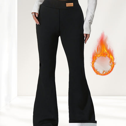 Jiaochan Cross-Border Amazon Popular Fleece-Lined Leggings Autumn and Winter High-Waisted Winter Yoga Pants Flared Wide-Leg Thermal Pants