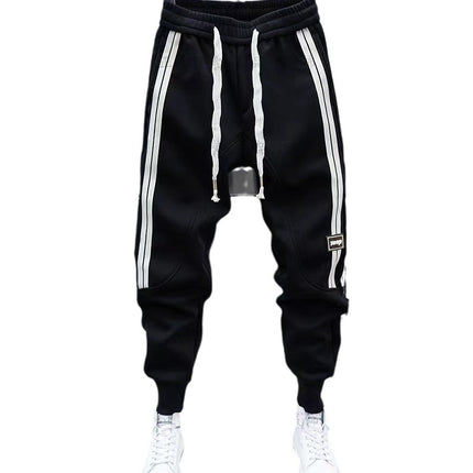 Foreign Trade Autumn and Winter New Casual Sweatpants Men's Trendy Brand Stitching Pants with Sticks and Pants Internet Popular Elastic Waist Stretch Haren Pants