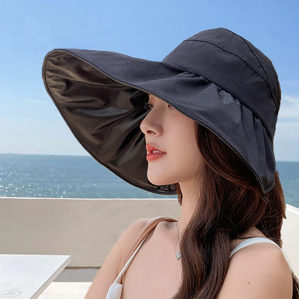 Printed Butterfly Empty Top Sunscreen Hat Big Riding Windproof Hat for Cycling Covering Face All-match Anti-ultraviolet Riding Sunscreen Hat