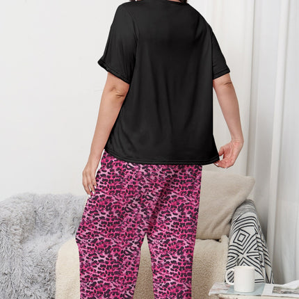 Foreign trade wholesale plus size pajamas hair women's summer thin casual loose crew neck short sleeve trousers home clothes suit