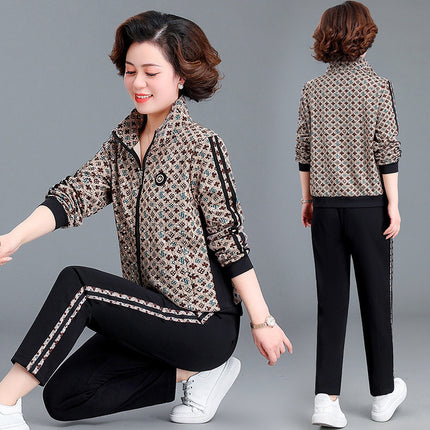 Middle-aged mother spring sportswear suit 2023 new middle-aged and elderly women Spring and Autumn fashion casual two-piece suit