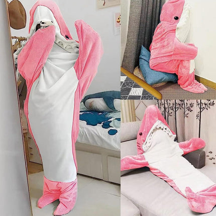 Shark Blanket Shark Pajamas Air Conditioning Blanket Super Soft Flannel Hoodie Sleeping Bag Loose Jumpsuit Adult