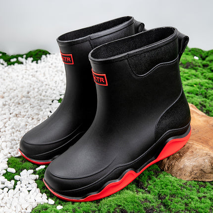 Japanese-Style Rain Boots for Women, Mid-Calf Plastic Waterproof Shoes, Lightweight Outdoor Water Shoes, Non-Slip Rubber Shoes, Kitchen Overshoes for Couples